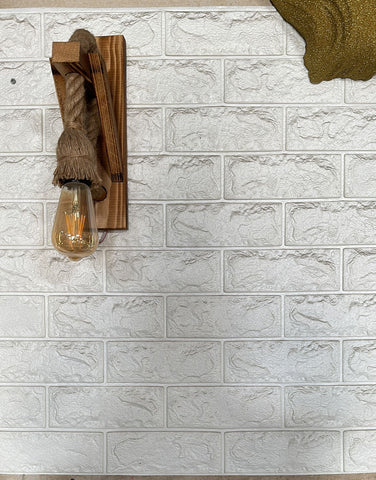 Panou decorativ 3D autoadeziv alb lucios spuma polietilena moale dimensiune 70cm x 77cm 6mm grosime