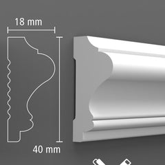 Brau decorativ din duropolimer, D 110, 2400 x 40 x 18 mm Alb