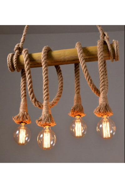 Candelabru din lemn cu 4 becuri- Livrare rapida!
